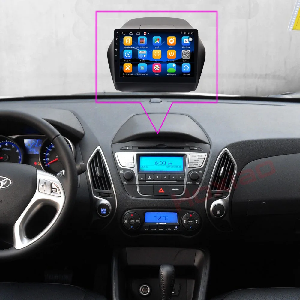 Android 2Din автомобильный DVD для Hyunda IX35 Tucson 2010 2015 четырехъядерный 1024*600 Автомобильный