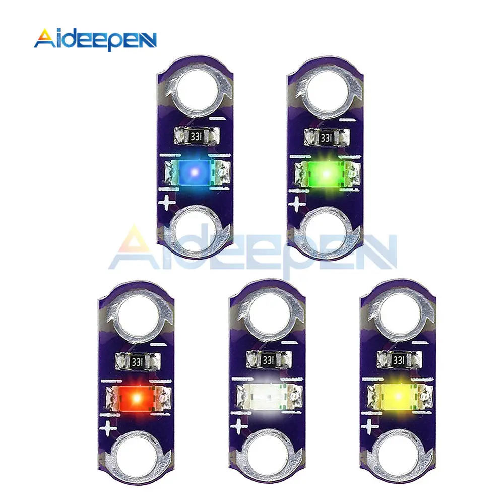 

5pcs LilyPad LED Module Red/Blue/Green/Yellow/White LED Light Module for Arduino DIY Kit 3-5V