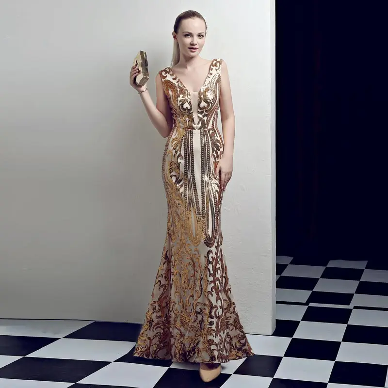 FADISTEE Новое поступление вечерние платья платье для выпускного вечера роскошное платье с золотыми блестками длинное стильное платье