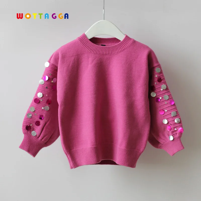 WOTTAGGA 2018 Kids Sweater Fashion Toddlier Clothes 3-7Y Paillette Fashion O-neck Autumn Winter Knitwear WOTTAGGA 2018 Kids Sweater Fashion Toddlier Clothes 3-7Y Paillette Fashion O-neck Autumn Winter Knitwear