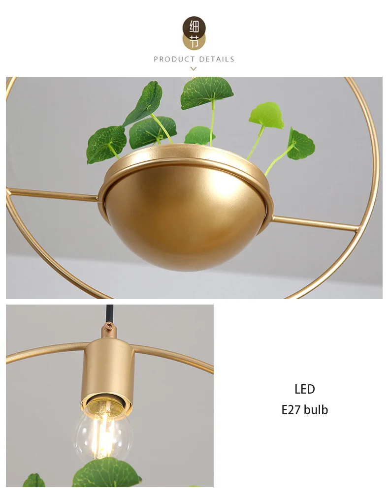 Plantas de Ouro Vitrine do Norte da Europa Mesa de Estudo Simples Modern Lustre Varanda Rodada Restaurante Bar Led 10 Da Europa Lustre Mesa de Estudo