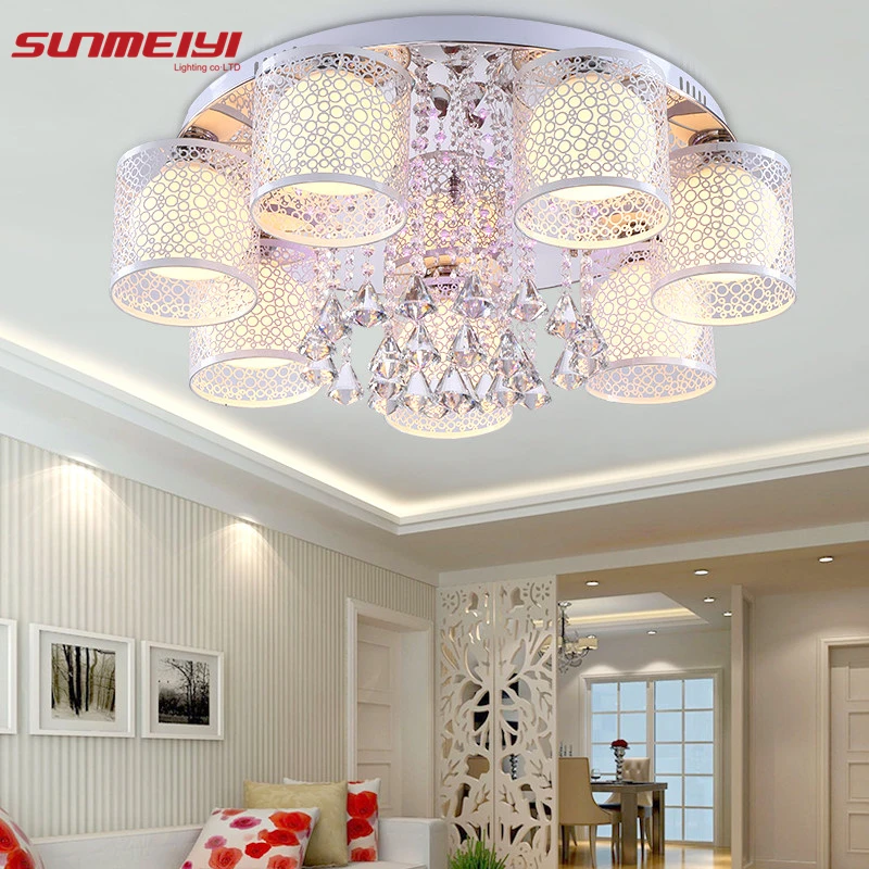 2018 New Round LED Crystal Ceiling Light For Living Room Indoor Lamp with Remote Controlled luminaria home decoration