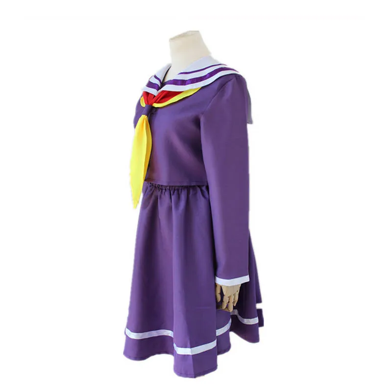 Coshome No Game No Life Shiro Wigs Cosplay Dress Costumes School Girls Sailor Uniforms Women Tops Bow Tie With Socks (3)