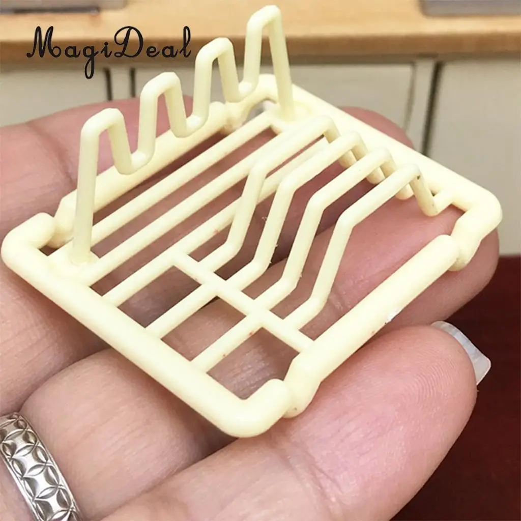 2 Pieces 1/12 Dollhouse Miniature Furniture Dish Rack Holder Kitchen Tableware Room Decor Accessories