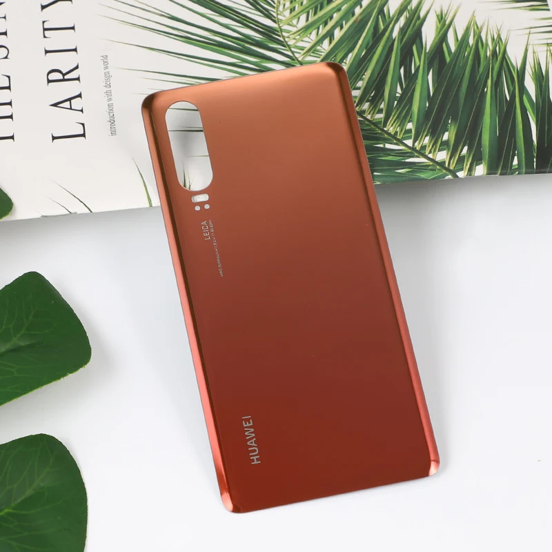 P 30 корпус для huawei P30 стеклянная задняя крышка батарейного отсека Запасные части для мобильного телефона чехол+ клей - Цвет: Оранжевый