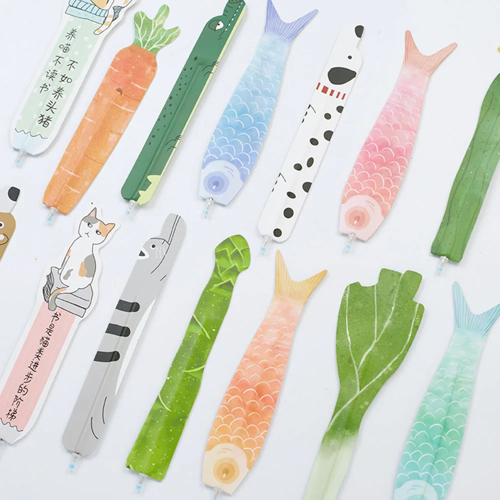 

Cute Cartoon Vegetables Reading Cat Cartoon Animals Paper Bookmark With Pen Promotional Gift Stationery Film Bookmark Random