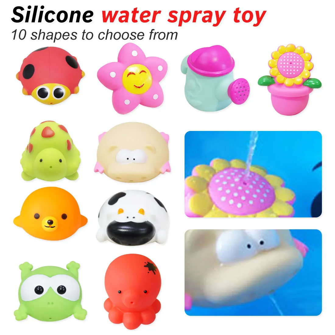 Soft Rubber Cartoon Cute Water Spray Animal Bathroom Kid Toy Duck Green Frog Bath Toys Baby Bathing Toy 1pcs Baby Bath Toy