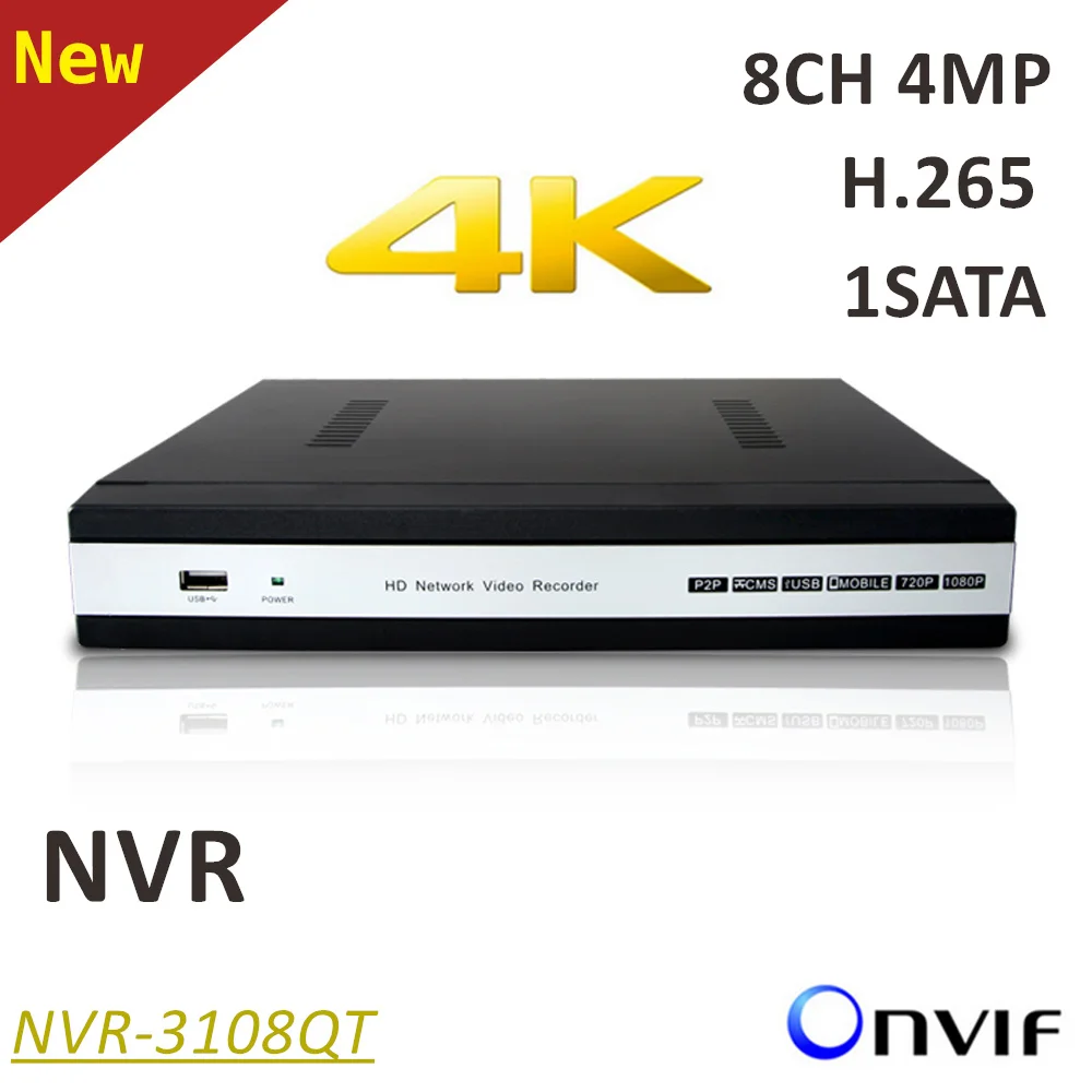 

ElitePB 4K 8ch NVR HD1080P H.265 1 sata CCTV IP Network Video Recorder Support Onvif and 8*4MP IP Camera