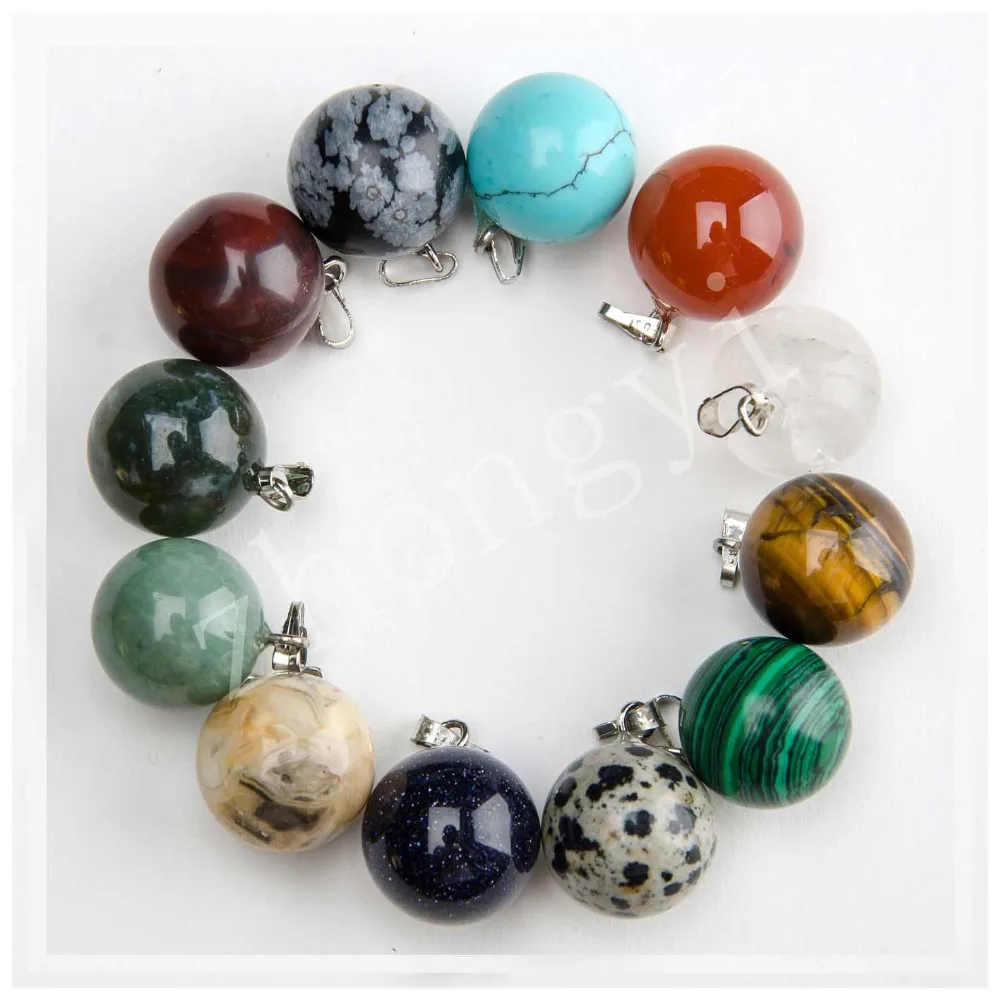wholesale natural stone Spherical Round Charms pendants for making
