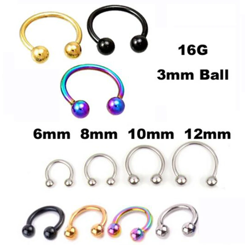 2 Piece Free Shipping Stainless Steel Nostril Nose Ring Circular