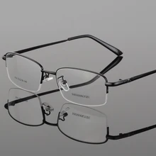 Men Glasses Half Rim Eyeglasses Alloy Metal Frame Optical Lens Prescription Eye Glasses Frame Eyewear Black Gray Gold Silver 266 pcs optical trial lens set metal rim leather case free trial frame gift