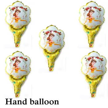

whole 100pcs princess belle balloon hand style infltaed air foil balloons belle toys for birthday wedding party supply