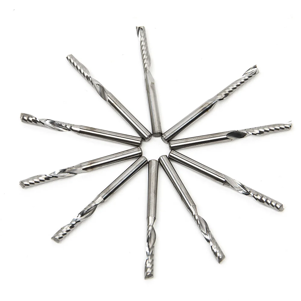 

Hakkin 10PCS/Lot 3.175mm Single Flute CNC Milling Engraving Cutters Carbide Spiral Router End Mill Cutter Drill Blade Tool