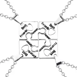 Прямая поставка сломанный квадратный кулон ожерелье Лучшие Друзья Навсегда 4 шт сплайсинга цепочка с подвеской для лучших друзей