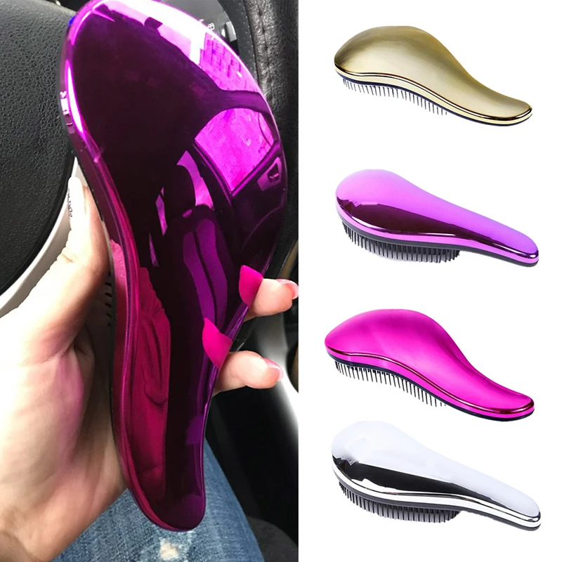 

2019 New Anti-static Hair Brush Comb Styling Tools Shower Electroplate Detangling Massage Combs For Salon Hair Styling Tools
