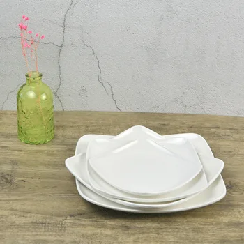 

Dinner Plate Square Warped Angle Rice Dish French Noodle Restaurant Dinnerware Food Dish Melamine Plate A5 Melamine Tableware