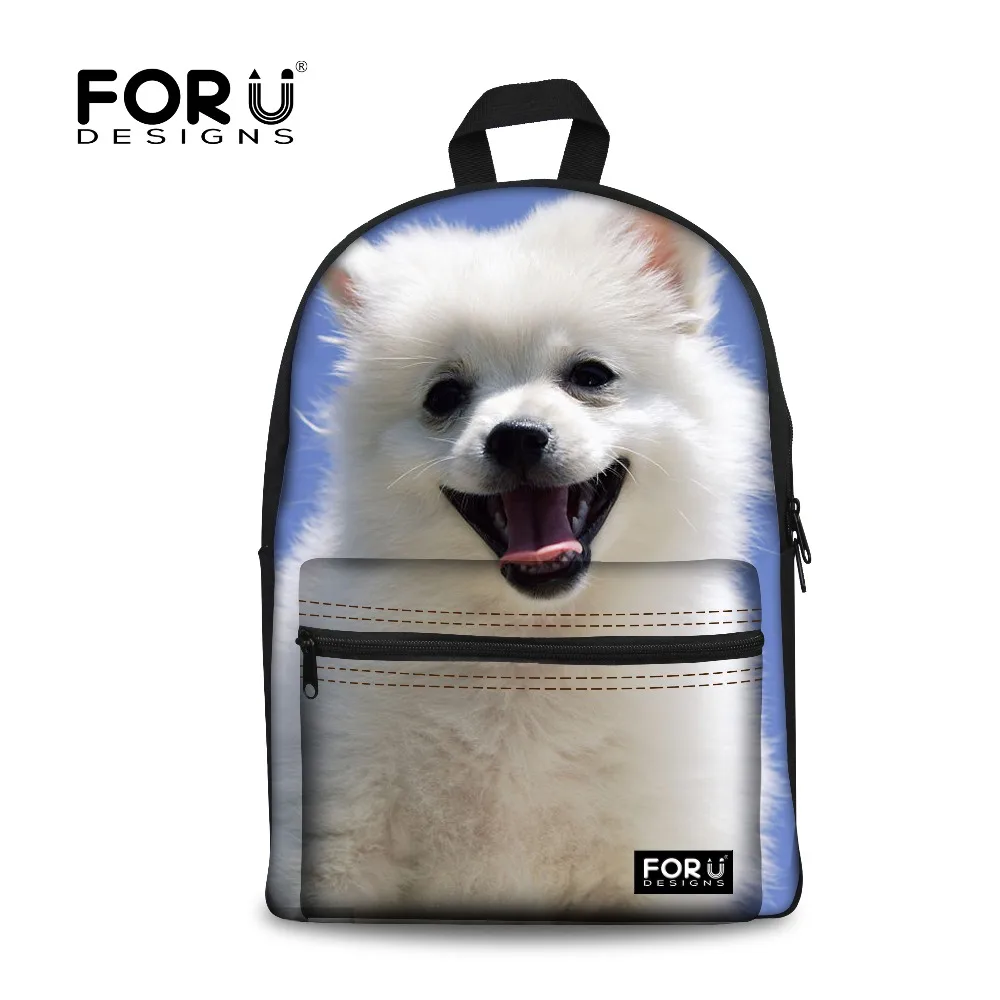 FORUDESIGNS Teenager Primary Schoolbag Pomeranian Dog Printing Backpack