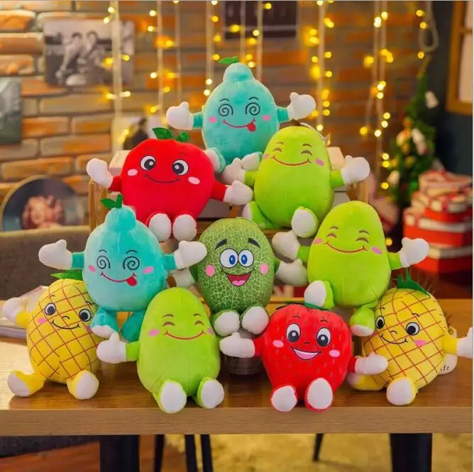 

New Fruits and vegetables Toys Fruits Vegetables Apple Watermelon Corn Eggplant Pineapple Soft Plush Doll Toys Christmas Gift