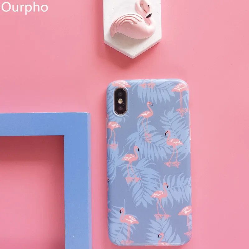 Ourpho Summer fashion mobile phone case for iPhone X XR XS MAX blue cute small animal Case 6 6s 7 8plus Fundas | Мобильные телефоны