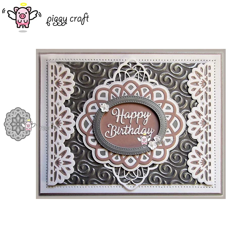 

Piggy Craft metal cutting dies cut die mold Oval wreath decoration Scrapbook paper craft knife mould blade punch stencils dies