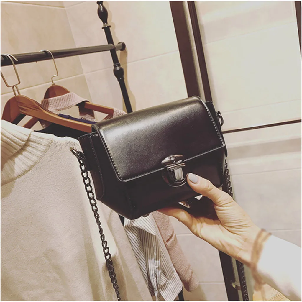 

handbag Women Fashion Retro Lady Solid Color Oily Wild Chain Shoulder Bag Messenger Bags pochette femme sac a main femme 2019 HH