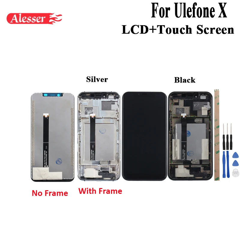 

Alesser For Ulefone X LCD Display and Touch Screen With Frame Assembly Repair Parts With Tools And Adhesive For Ulefone X Phone