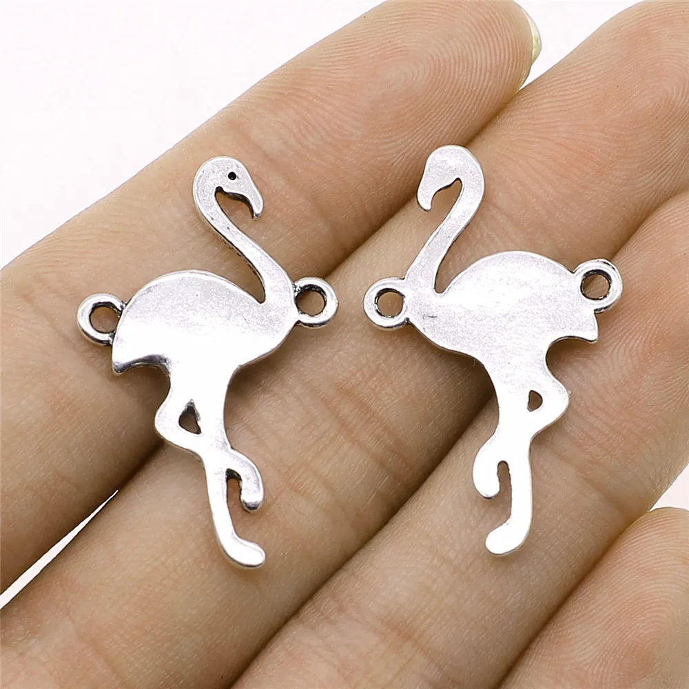 

WYSIWYG Flamingo Connector Connector Charms DIY Alloy Jewelry Findings Antique Silver Color 21x34mm 8pcs/lot