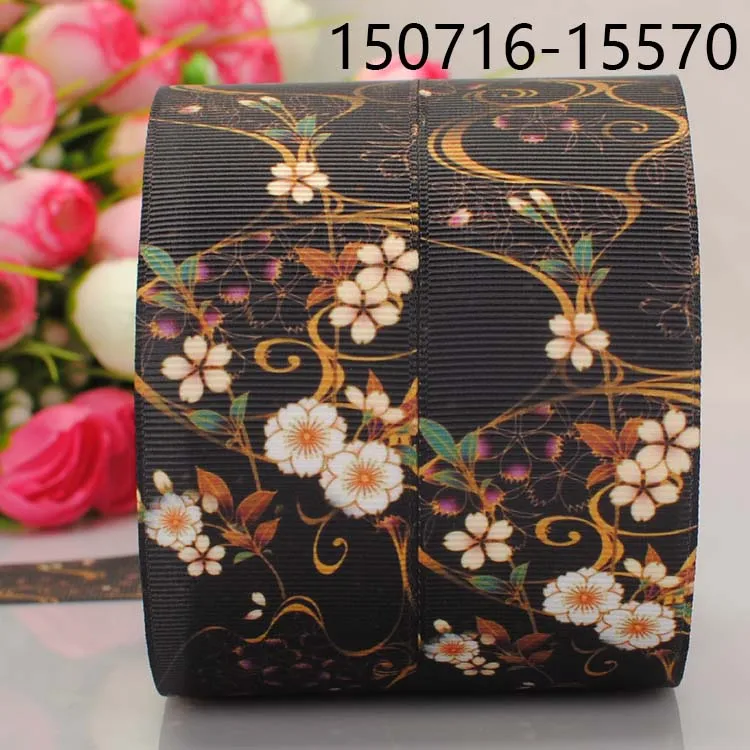

5 yard 1-1/2" (38mm) small wild flower pattern print grosgrain ribbon tape DIY handmade hairbow ribbon free shipping