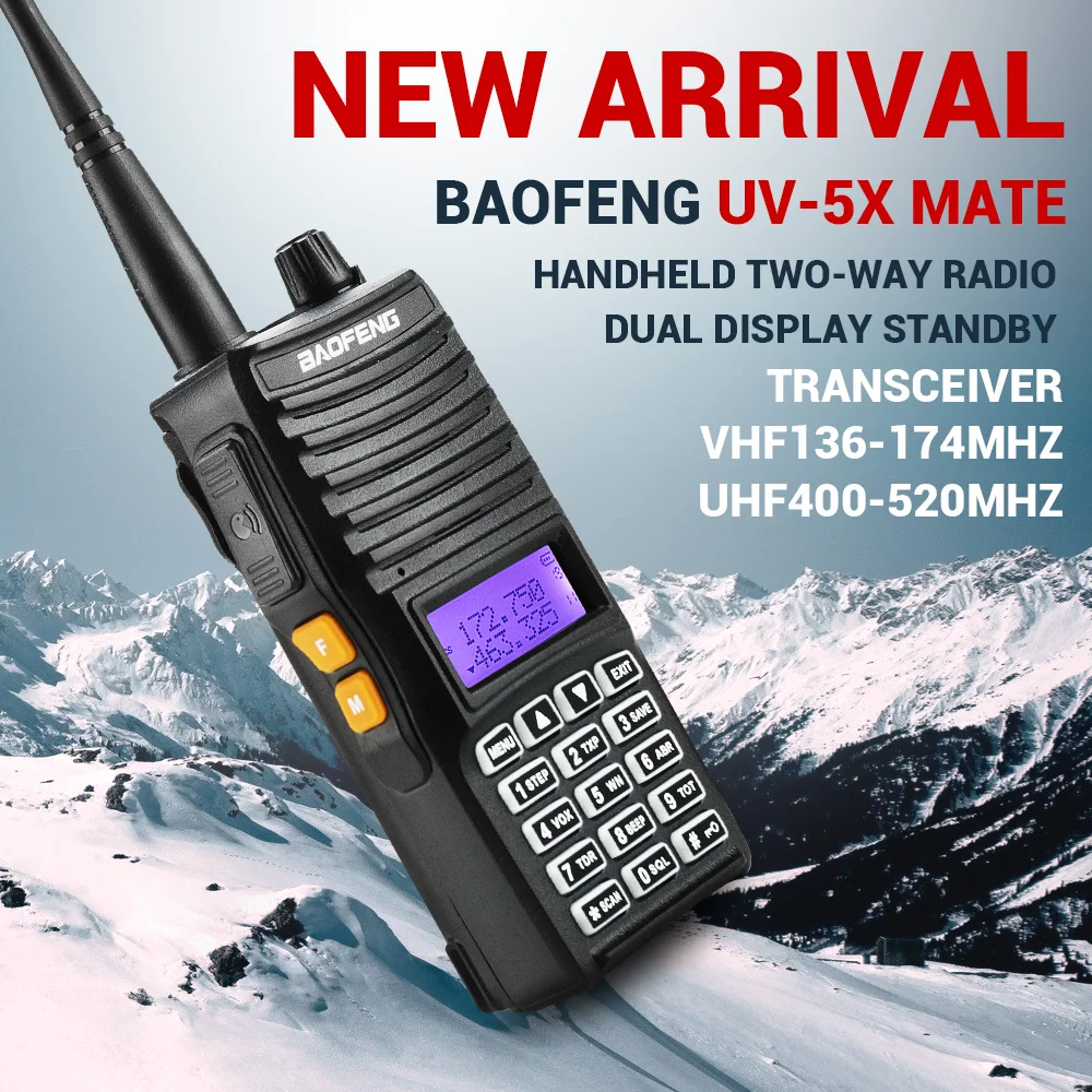 imágenes para Nueva Llegada Baofeng UV-5X Mate Pantalla Dual de doble modo de Espera de Mano Radio de Dos vías Transceptor VHF136-174MHz UHF400-520MHz imágenes para Nueva Llegada Baofeng UV-5X Mate Pantalla Dual de doble modo de Espera de Mano Radio de Dos vías Transceptor VHF136-174MHz UHF400-520MHz