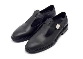 

Men Genuine Leather Round Toes Hollow Out Hook&Loop Dress Shoes Men Retro Show Slip On Loafers Summer Flat Dress shoes