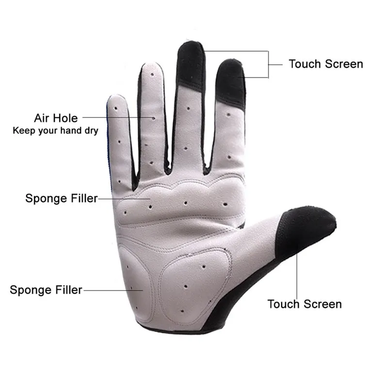 Арбот велосипедные перчатки Для мужчин Для женщин велоспорт перчатка MTB велосипеда 3D GEL полный палец перчатки Bisiklet Черный сенсорный экран