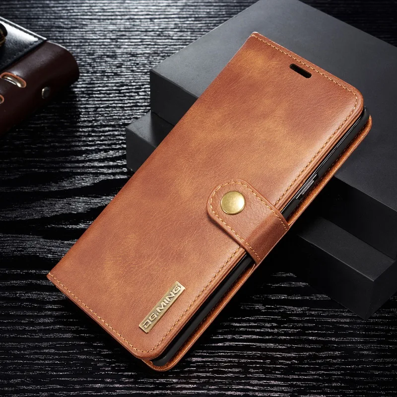 Съемный магнитный чехол-книжка кожаный бумажник-книжка чехол для samsung S7 край S8 S9 Plus Note 9 8 тонкая кредитница для Galaxy Note8 Note9 - Цвет: Brown