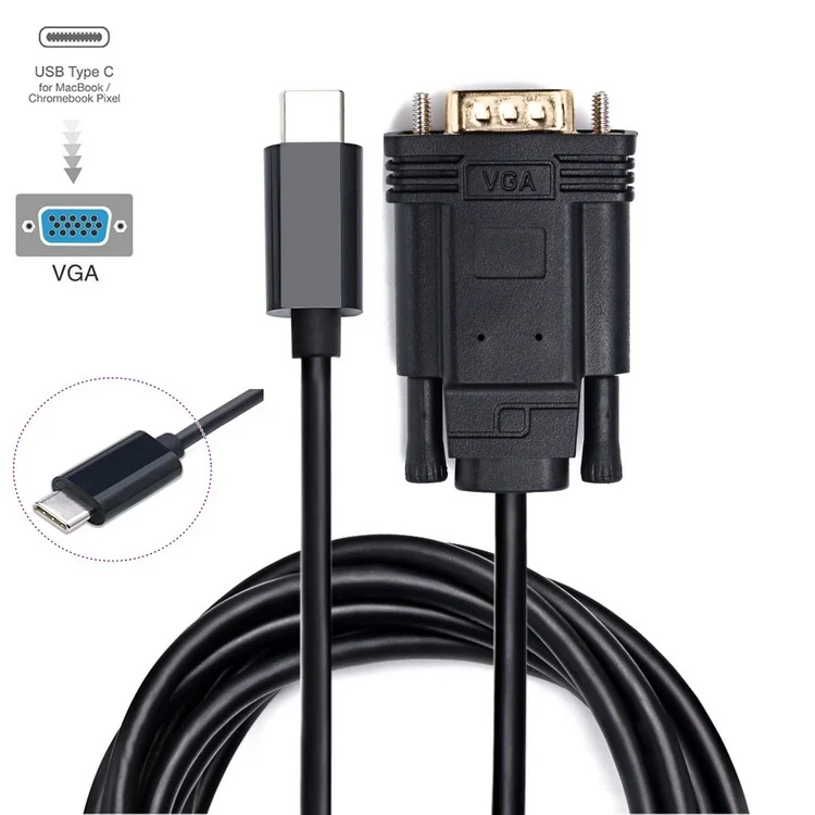 

USB-C Type C USB 3.1 to VGA 1080p HDTV Monitor Cable 1.8m 6ft , USB3.1 Type-c VGA cables