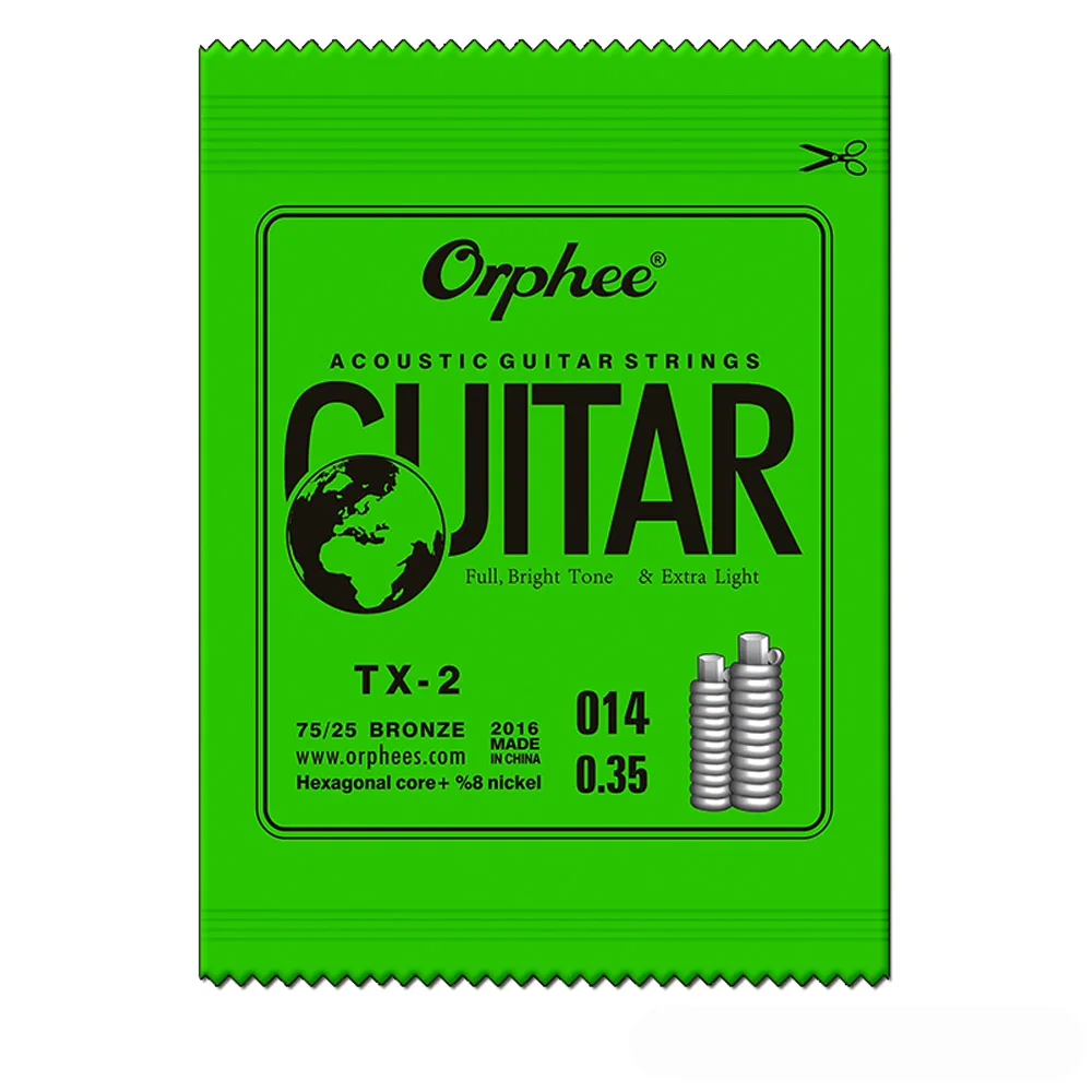 Orphee 10 AkoestIsche гитарная струна Zeshoekige Core+ 8% Nikkel Volledige Brons Heldere Tone& Extra Licht Medium - Цвет: 2nd(014) 5PCS
