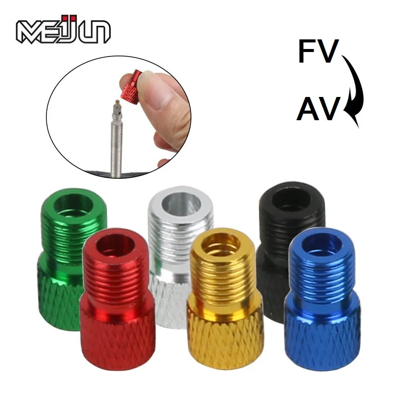 Presta Valve Brass Adapters to Schrader with Dust Caps for Bike Tyre Tires x 4