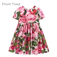 Новые летние платья с цветочным рисунком для девочек; розовое платье с короткими рукавами и рисунком пионов; детское платье принцессы; Вечерние платья на свадьбу; одежда для малышей