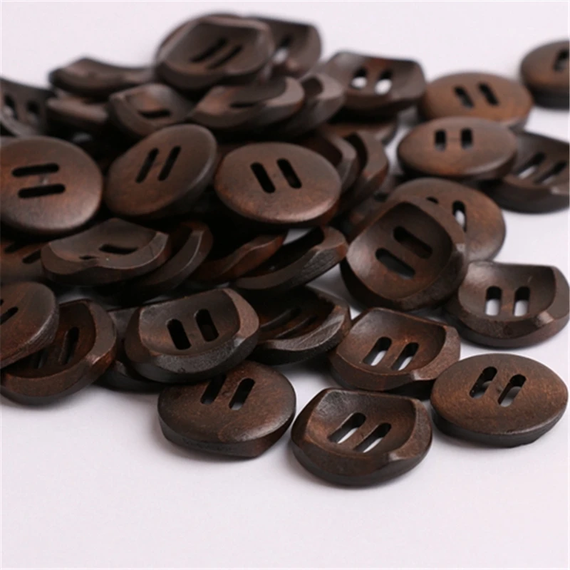 

2 Holes Dark Brown Wooden Buttons 20mm Round 50pcs For Children Boy Coats Decorations Acessorios For Costura Sewing Handmade Diy