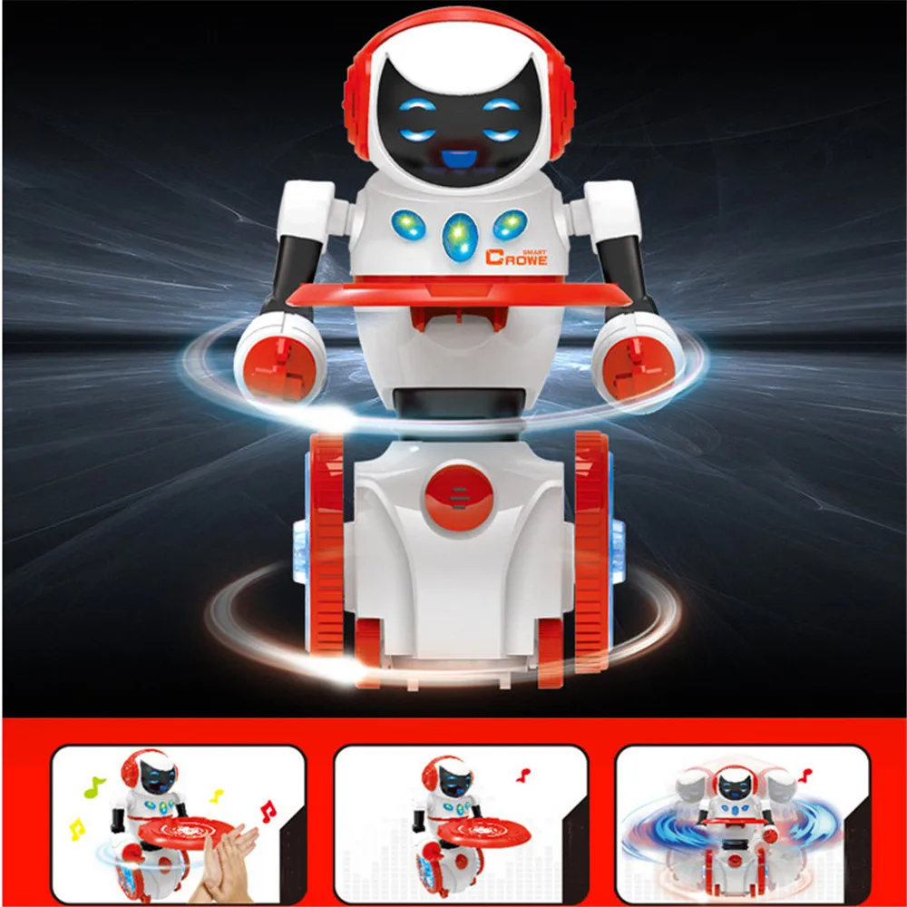 

Kid Fun Toy Gift Anti-stress Boy Girl Novelty Gift Intelligent Food Delivery Robot Hand Beat Induction Voice Control Robot Toy