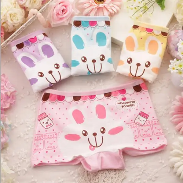 6pcs/lot Children's cotton underwear female cartoon printed baby bunny girls underwear boxer briefs kids panties wholesale UD45