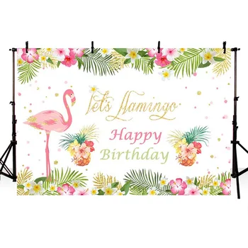 

NeoBack Flamingo Pineapple Photo Background Photophone Birthday Party Flower White Pink Customize Photography Backdrops