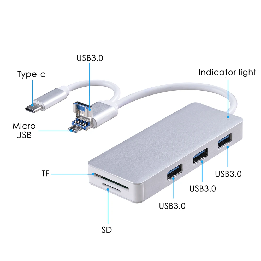 USB 3,0 Тип C микро-концентратор-картридер сплиттер мульти Spliter концентратор комбинированный концентратор многопортовый Интерфейс адаптер