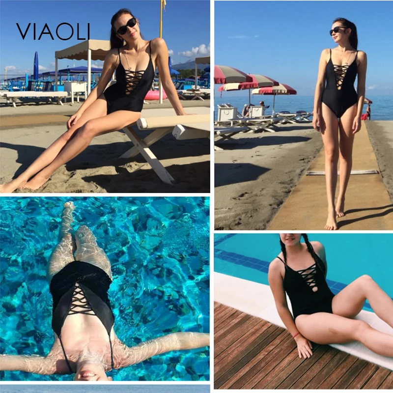 Слитный купальник VIAOLI 2018 летняя одежда для плавания винтажная пляжная бандажный