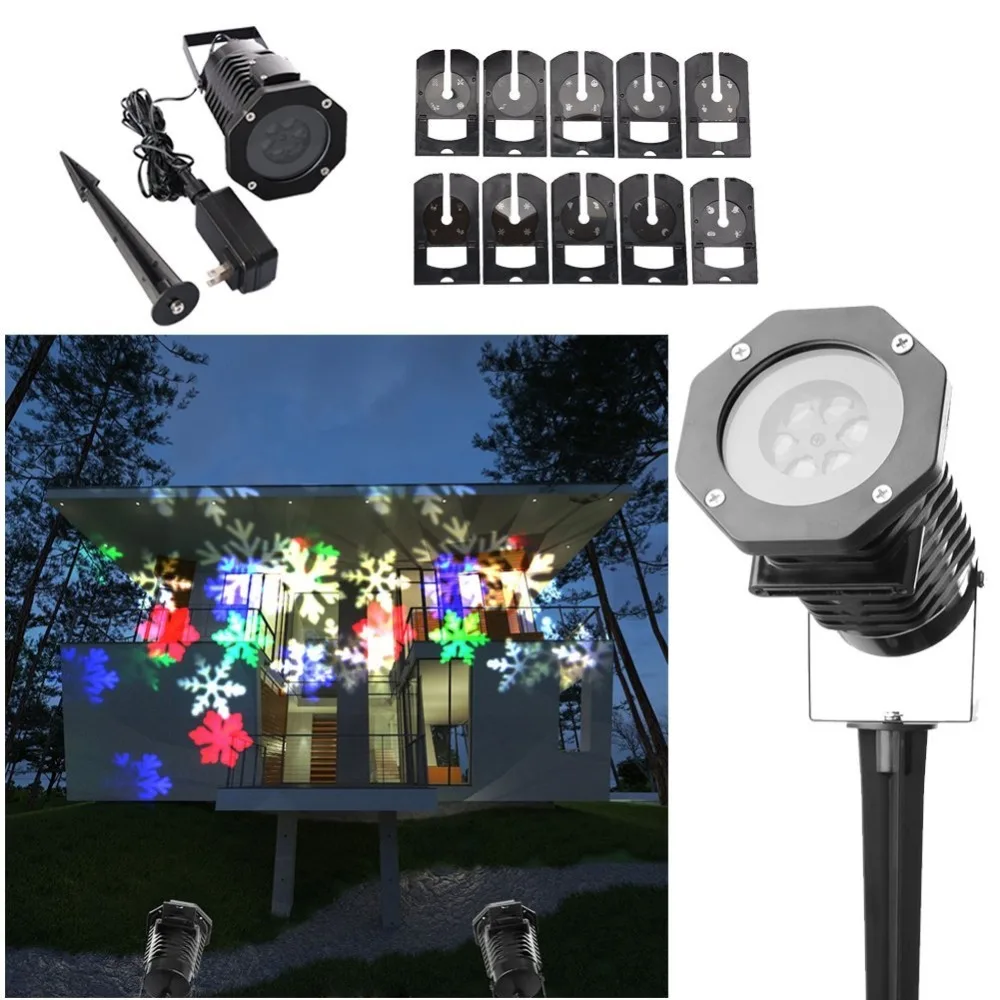 10 Pattern Outdoor Waterproof Led Christmas Snowflake Projector Waterproof Led Christmas Snowflake