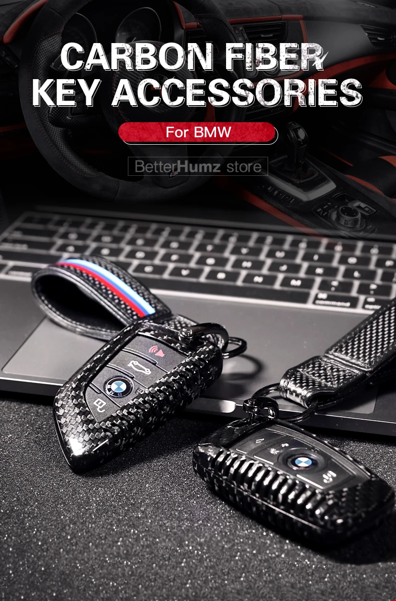 Interior Carbon Fiber Key case Key Chains Holder Car Keyring Keychains Styling For BMW M Sport M5 M6 X1 X3 F30 F34 F48 G30 G01