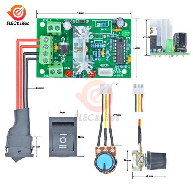 Motor Controller,220V 40W Motor Controller, PWM Brushed Motor Control,  Variable Control with Control Switch