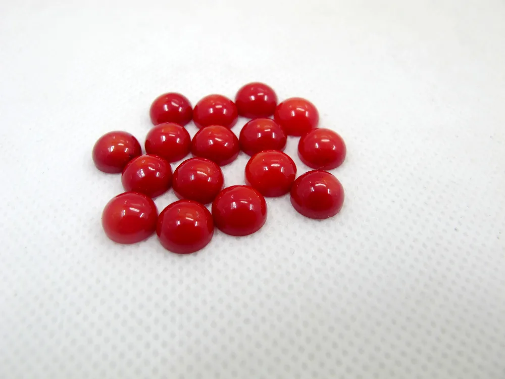 4pcs/lot Semi Precious Stone Jewelry Cabochons Red Coral 8mm Round Fashion Jewelry Cabochon for Coral Stone Jewelry Making