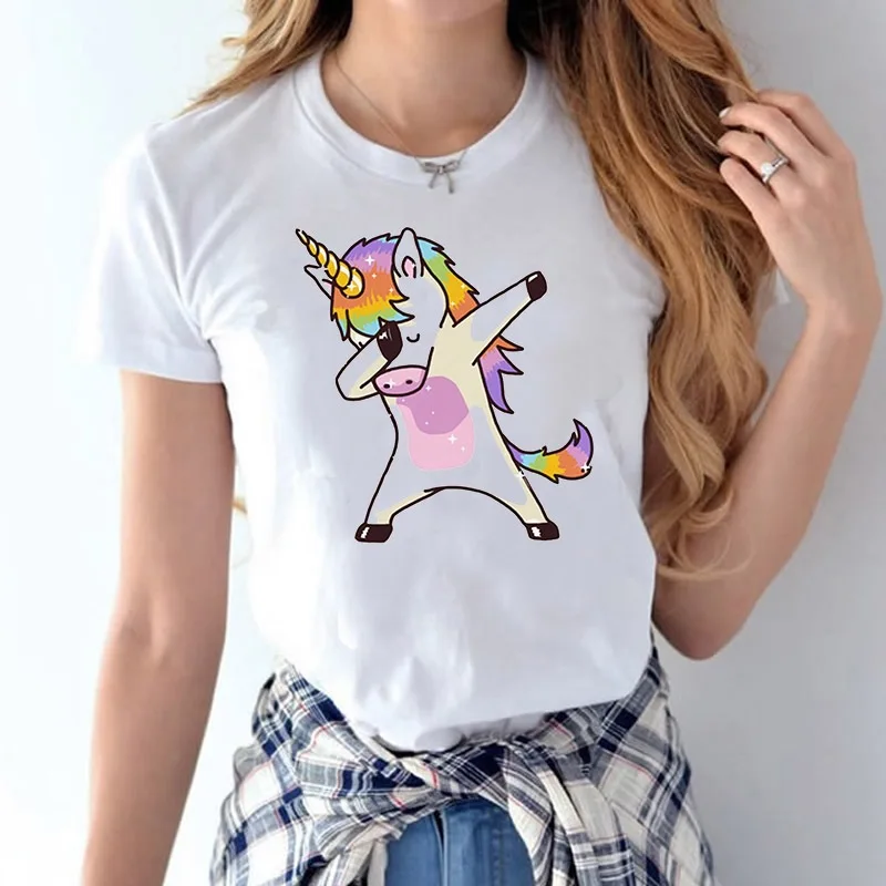 

Rainbowьnikorn T-shirt women's new short-sleeved O-neck summer casual T-shirt shirt Harajuku cute women's T-shirt T-shirt -64
