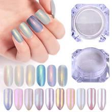 1 коробка жемчужная пудра для ногтей блестящая блестка для маникюра хромированная пыль пигмент светлый цвет украшение для ногтей