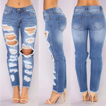 

2018 fashion women Jeans Classic High Waist Skinny Pencil Denim Pants spliced Autumn Zipper bleached washed Jeans pencil pants