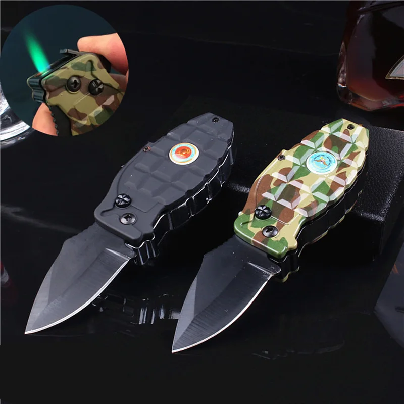 

Multi-function Gas Lighter Windproof Inflatable Lighter With Knife Outdoor Tool Cigarette Hunting Folding Smoking Accessories